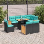 vidaXL 9-delige Loungeset met kussens poly rattan acacia, Tuin en Terras, Tuinsets en Loungesets, Verzenden, Nieuw, Loungeset