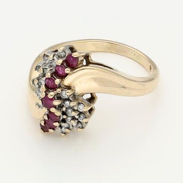 Bague - 18 carats Or jaune Diamant (Naturelle) - Robijn, Nieuw