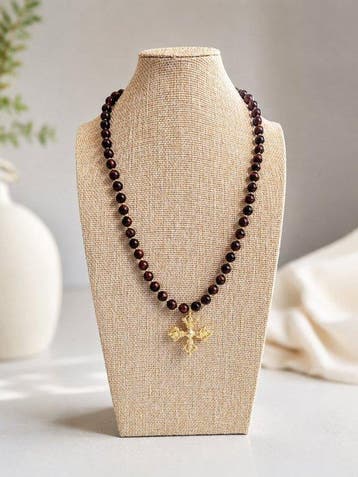 Collier artisanal « Vajra del Sol Carmesí » avec œil de