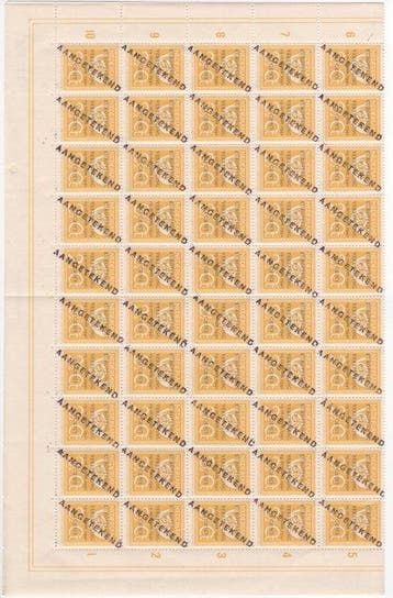 Pays-Bas 1942 - Feuillet de timbres PTT à surimpression
