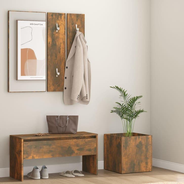 vidaXL Garderobe set bewerkt hout gerookt eikenkleurig, Huis en Inrichting, Overige Huis en Inrichting, Nieuw, Verzenden