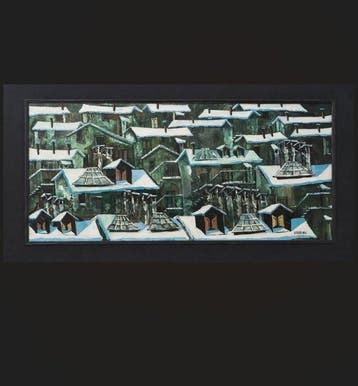 Ettore Illigrignani (1934) - Tetti Innevati, Antiek en Kunst, Kunst | Schilderijen | Modern