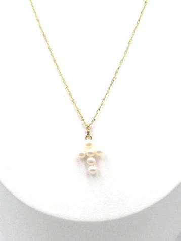 Collier avec pendentif - 18 carats Or jaune Perle