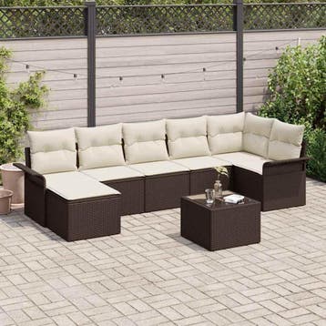 vidaXL Tuinbank Set 8 st Bruin poly rattan, Verzenden, Nieuw