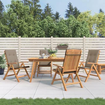 vidaXL Verstelbare klapstoelen met kussens, 4 stuks, massief, Verzenden