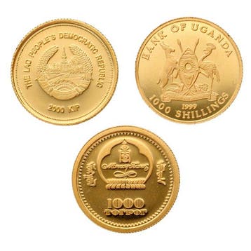 Uganda, Laos, Mongolië. 1999/2005 - Wildlife (3 stuks), Postzegels en Munten
