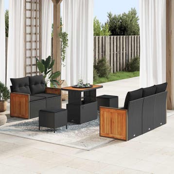 vidaXL Tuinbank Set 8 st 8-Aantal zitplaatsen Zwart, Verzenden