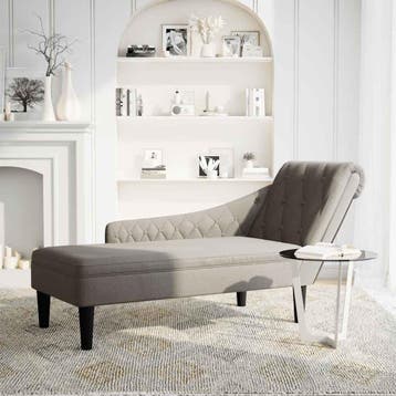 vidaXL Chaise longue met kussen en rechterarmleuning stof, Verzenden