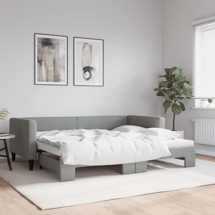 vidaXL Slaapbank met onderschuifbed 90x190 cm stof, Huis en Inrichting, Slaapkamer | Bedden, Nieuw, Verzenden