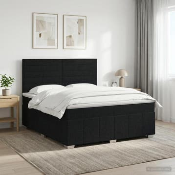 vidaXL Boxspringbed met matras met hoofdeinde Zwart 160 x, Verzenden, Nieuw