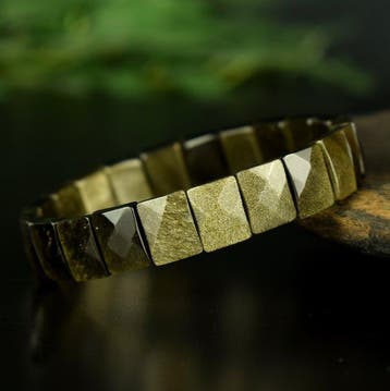Obsidiaan Hoogwaardige armband - iriserende gouden obsidiaan