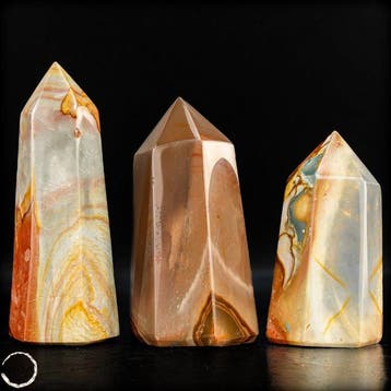 Natuurlijk veelkleurige jaspis obelisk-set – Expressieve