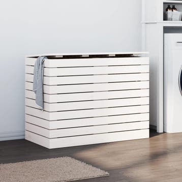 vidaXL Wasmand 88,5x44x66 cm massief grenenhout wit, Verzenden, Nieuw