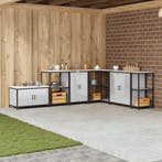 vidaXL Keukenopslag HATTEM Zilver 60 x 50 x 92 cm Staal, Verzenden, Nieuw