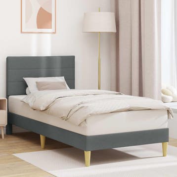 vidaXL Bedframe met hoofdeinde Donkergrijs 90 x 190 cm Stof, Verzenden, Nieuw
