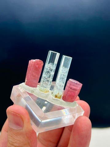 toermalijn en aquamarijn Kristalen - Hoogte: 32 mm -