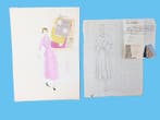 Maggy Rouff (1896-1971) - 2 Dibujos originales y muestra de