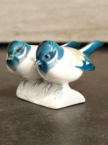 Zsolnay - Beeldje - Coppia di uccellini - Porselein, Antiek en Kunst