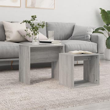 vidaXL 2-delige Tafeltjesset bewerkt hout grijs sonoma, Verzenden
