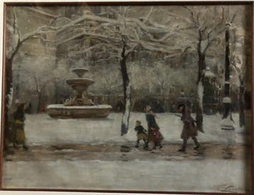 Cesare Vianello (1862-c.1920) - Piazza con fontana