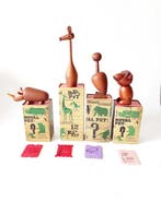 Figuur - Vier vintage houten dieren Royal Pet