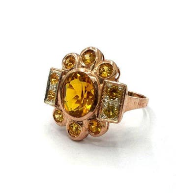 Zonder minimumprijs - Ring - 9 kt. Roségoud, Zilver Spinel -