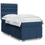 vidaXL Boxspring met matras stof blauw 90x200 cm, Verzenden