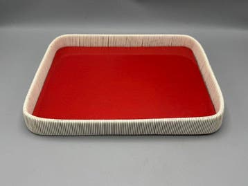 Dienblad - Hout, Rubber - Vintage dienblad met verfijnde