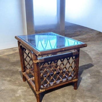 Middentafel - Rattan, Glas - Salontafel van rotan