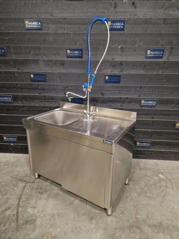 Spoeltafel | wastafel | schuifdeuren | RVS | 120cm | horeca, Nieuw in verpakking