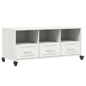 Tv-meubel staal wit | Retour Deal | 34% korting, Huis en Inrichting, 100 tot 150 cm, Verzenden, Zo goed als nieuw, Minder dan 100 cm