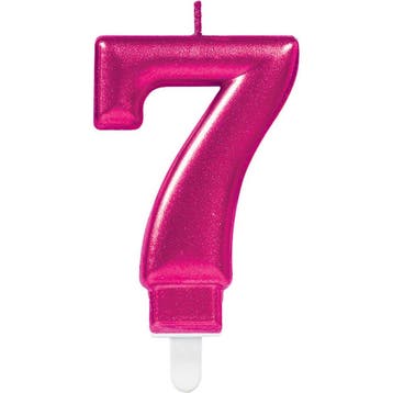 Kaars 7 Jaar Roze 8cm, Hobby en Vrije tijd, Feestartikelen, Verzenden, Nieuw