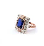 Zonder minimumprijs - Ring - 9 kt. Roségoud, Zilver Saffier, Nieuw