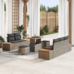 vidaXL Tuinbank Set 8 pcs Grijs poly rattan, Verzenden, Nieuw