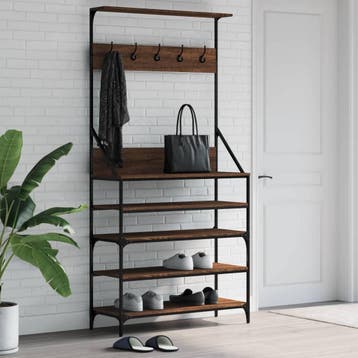 vidaXL Kledingrek met schoenenrek 90x34x184 cm bruin, Verzenden, Nieuw