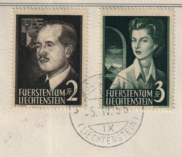 Liechtenstein 1955 - LIECHTENSTEIN 332-33 FDC Fürstenpaar, Gestempeld