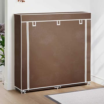 vidaXL Schoenenkast met hoes 115x28x110 stof bruin, Verzenden