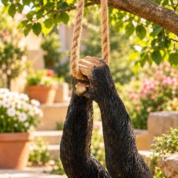 Playful Hanging Monkey Sculpture - Sculptuuur voor buiten,