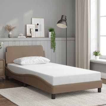 vidaXL Bedframe Dover kunstleer cappuccinokleurig 100x200, Verzenden, Nieuw