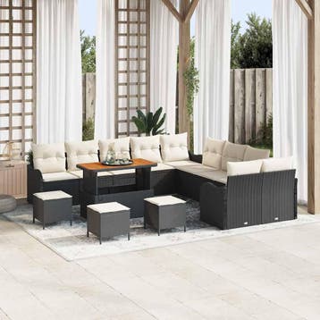 vidaXL Tuinbank Set 14 st 13-Aantal zitplaatsen Zwart en, Tuin en Terras, Verzenden, Nieuw