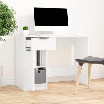 vidaXL Bureau 100x50x75 cm bewerkt hout wit, Verzenden