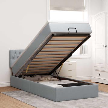 vidaXL Bed poef met matras en LEDs stof 80x200 cm, Verzenden