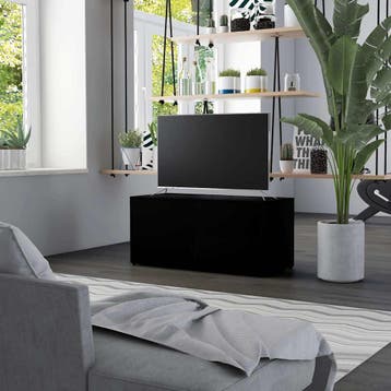 vidaXL Tv-meubel 80x34x36 cm bewerkt hout zwart, Verzenden
