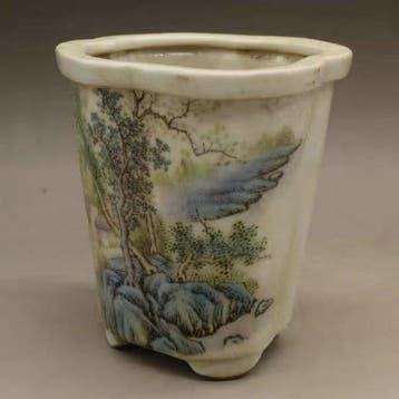 Vaas - Porselein - China - Chinees bloempot (Zonder, Antiek en Kunst