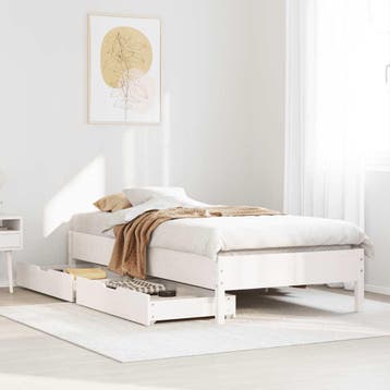 vidaXL Bedframe zonder matras massief grenenhout wit 75x190, Verzenden, Nieuw