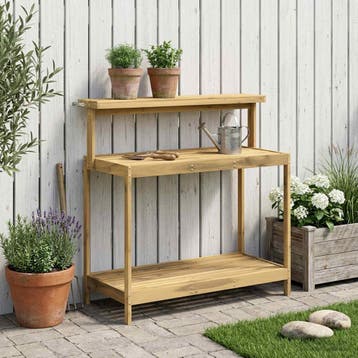 vidaXL Buiten pottingbank 111,5 x 48,5 x 107 cm Massief, Huis en Inrichting, Verzenden, Nieuw
