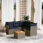 vidaXL 6-delige Loungeset met kussens poly rattan grijs, Verzenden, Loungeset
