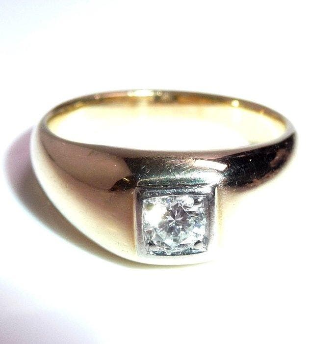 Ring - 14 karaat Geel goud, Witgoud - 0.25ct. tw. Diamant, Handtassen en Accessoires, Ringen