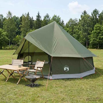 vidaXL Tipi Tent 8-persoons Leger Groen Polyester en Staal, Verzenden