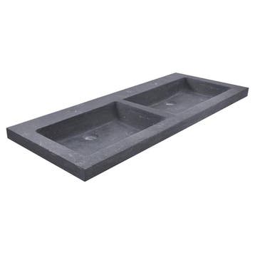 BWS Wastafel Dubbel Hardsteen 120x46x5 cm 2 Kraangaten Mat, Doe-het-zelf en Bouw, Ophalen of Verzenden, Nieuw, Overige typen